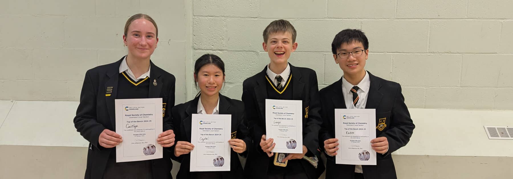 Caterham Chemists win “Top of the Bench” Heat at  Royal Society National Comp